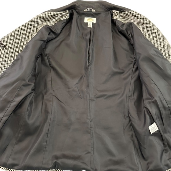 Talbots Coat/Blazer Wool Herringbone Womens 12 Pockets Leather Collar Academia - Picture 8 of 16